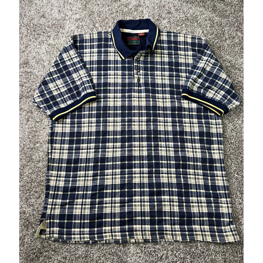 Vintage 90s Cougar LTD Mens Large Plaid Polo Shirt Preppy GrandpaCore dad style